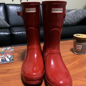 Women’s Short Hunter Rain Boots Glossy Red